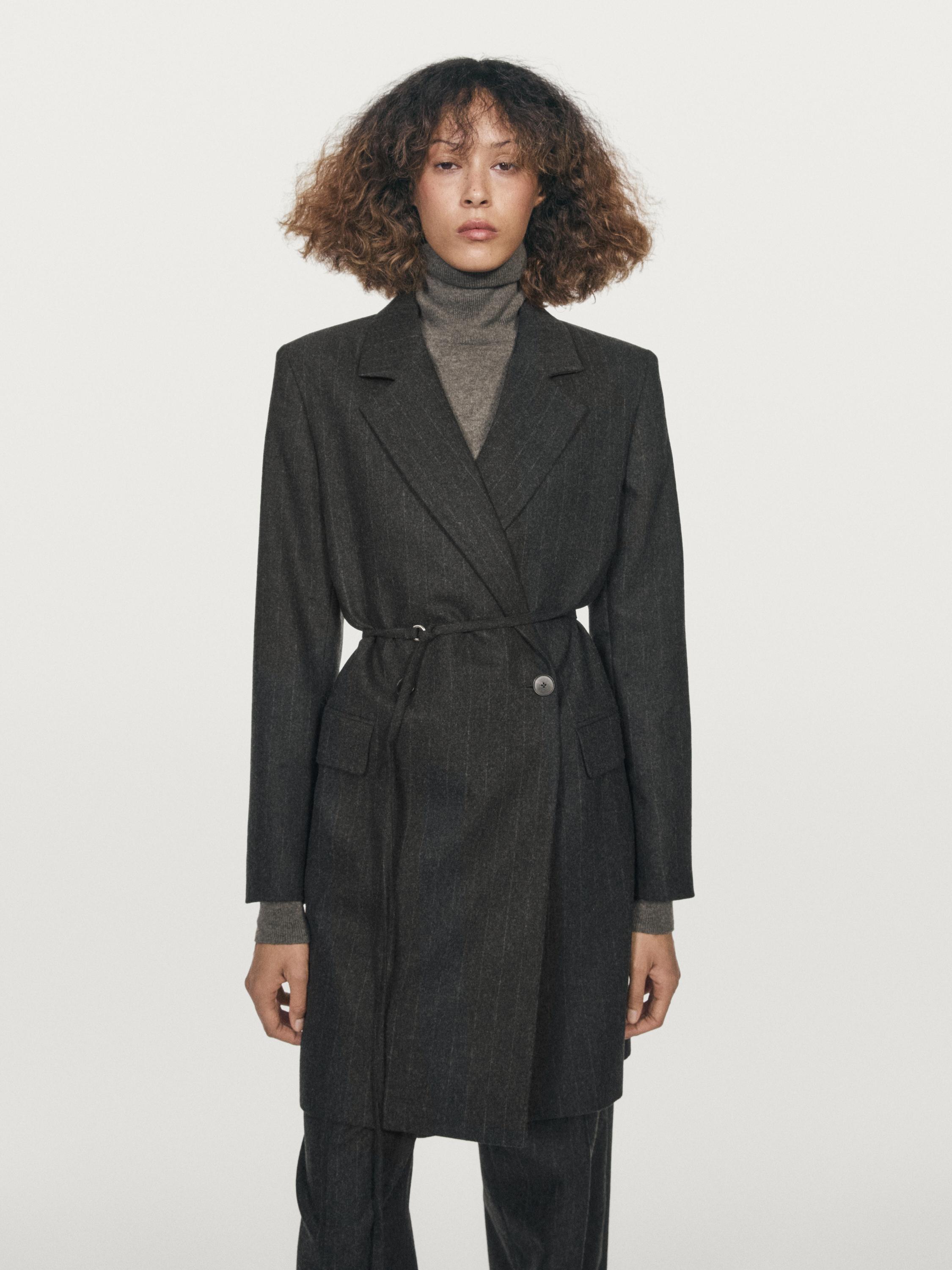 Long striped wool blend blazer